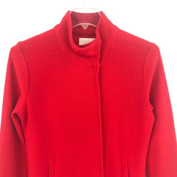 Mercer & Madison Womens Coat Red Beige Color Block Snap Pockets 100% Wool Sz M - Picture 8 of 9